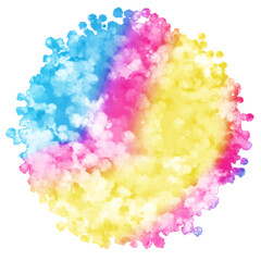 Ultra high resolution abstract soft aesthetic watercolor painting illustration of clouds ball element. Explosion of multicolor powder. transparent background PNG file