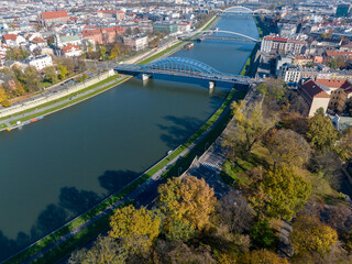 Kraków Aerial View. Kraków is a capital of the Lesser Poland Voivodeship. Poland. Europe. 