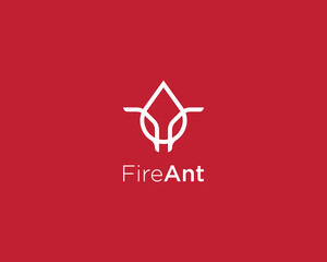 a simple line art logo in the shape of a fire ant's head. suitable for business startup. editable and easy to custom