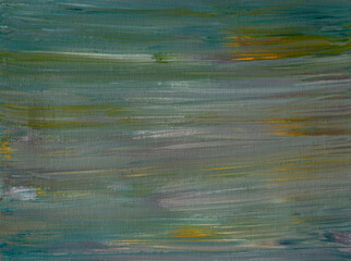 Green and yellow abstract acrylic painting