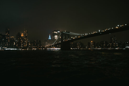 city bridge at night