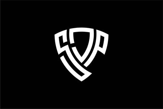 SJP creative letter shield logo design vector icon illustration