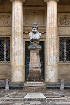 LECCE, ITALY - OCTOBER 14, 2022:  Bust of the Italian poet Giosue Carducci in the Convitto Palmieri 
