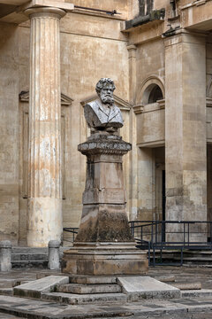 LECCE, ITALY - OCTOBER 14, 2022:  Bust of the Italian poet Giosue Carducci in the Convitto Palmieri 