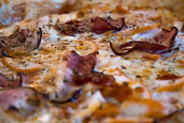 Baked pizza close-up.Pizza closeup. 
