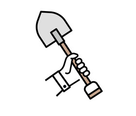 Shovel Shape vector icon. farm equipment logo sign. Isolated on white background.
