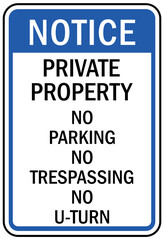 private property warning sign and labels