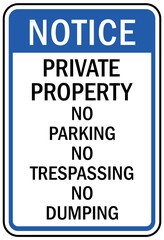 private property warning sign and labels