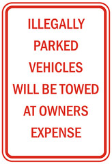 Obraz premium parking sign and labels tow away zone no parking violator will be ticketed, fine, booted and tow away set