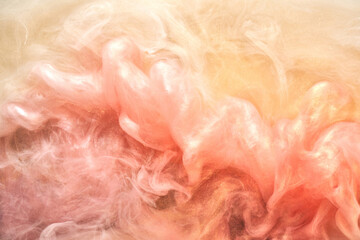 Peach colors abstract background, luxury multicolored smoke, acrylic paint underwater explosion,...