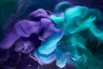 Blue purple abstract background, luxury colored smoke, acrylic paint underwater explosion, cosmic swirling ink