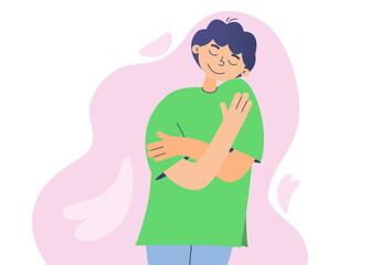 Love yourself. Love the concept of your body. Skin care for boys. Find time for yourself. Vector illustration.