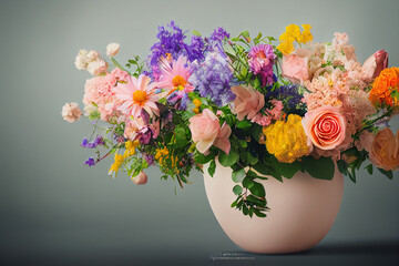 Fototapeta premium beautiful bouquet of multicolored flowers
