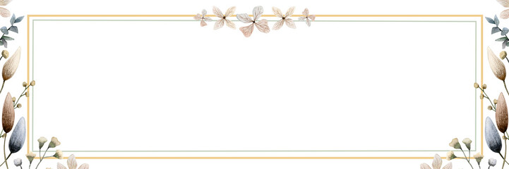 Horizontal banner design withbeautiful decorative dry field flowers and herbs on white background