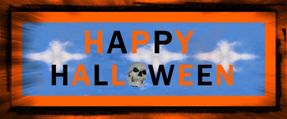 a colorful happy halloween banner greeting card - 541704202