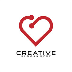 Unique heart illustration vector logo design.