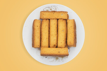 Dry Cake Biscuit On Solid Background Top View