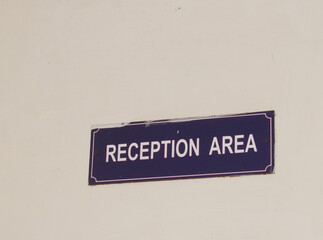 Reception area sign board in hospital.