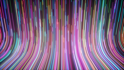 3D illustration of abstract colorful background with glowing lines