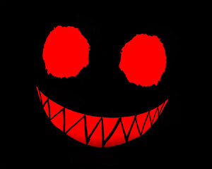 Creepy face against black background