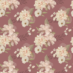 Botanical Watercolor Seamless Pattern. Vintage style for print, fabric, wallpaper and much more. 