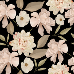 Botanical Watercolor Seamless Pattern. Vintage style for print, fabric, wallpaper and much more. 