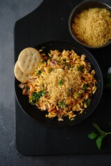 Mumbai Bhelpuri - Popular Indian street food chaat withpuffed rice, selective focus