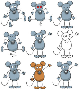 Souris avec diverses poses et &eacute;motions
