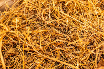 Natural background of yellow straw