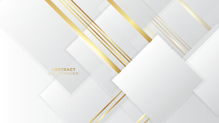 Abstract white gold geometric background with luxury abstract golden and grey lines