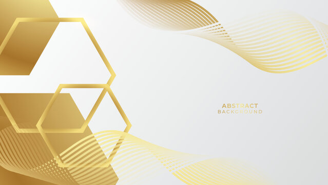 Abstract White Background With Gold Wave Lines.
