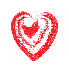 Grunge hand drawn heart. Valentine day retro design element. Vector illustration 