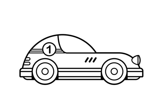 Race Car - Kids Coloring Page Vector Line Art