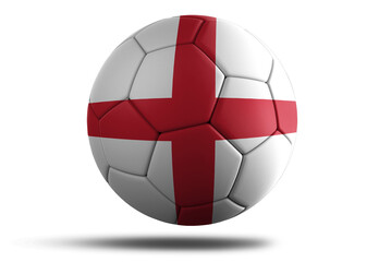 England flag football ball for 2022 Soccer World Cup. English country flag on a hovering ball on isolated transparent background
