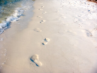 Footprints, July afternoon exploring a barrier island near the Alabama Florida state line, between Intracoastal Waterway and East Mouth of Old River, between Orange Beach, Alabama & Pensacola, Florida