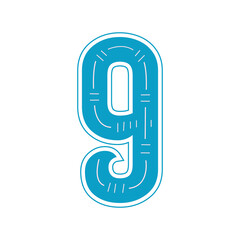 Number 9 colorful lettering design with white background.
