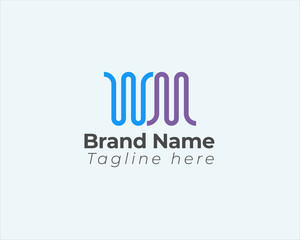 WM logo design template vector minimal design