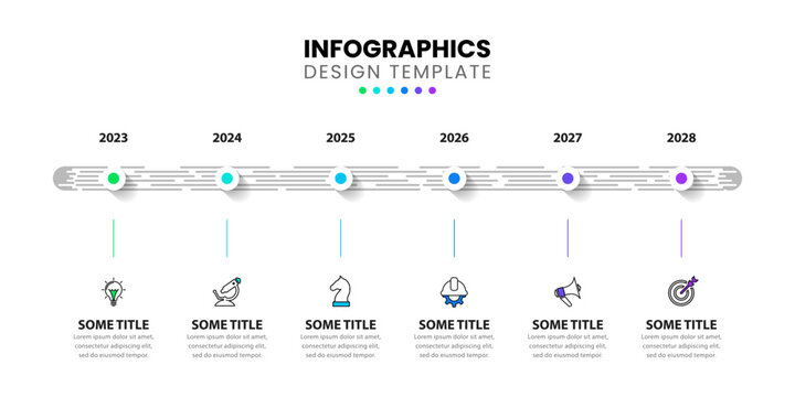 Infographic template. Abstract timeline with 6 steps