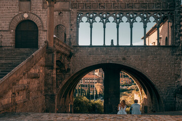 old bridge with gothic arches in the city of viterbo in italy