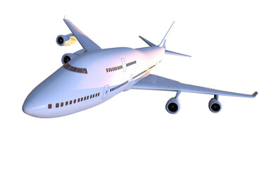 Large Commercial Airplane. Four-Engine Passenger Aircraft PNG Illustration Isolated on Transparent Background.