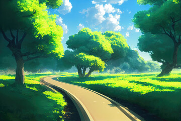 an unexplored road in an anime illustration