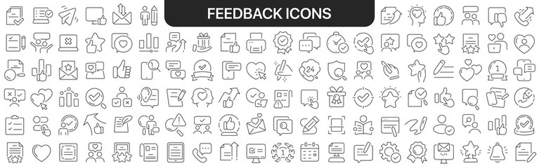 Feedback icons collection in black. Icons big set for design. Vector linear icons