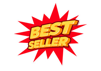 Best Seller, sale tag, poster design template, discount isolated sticker, vector.