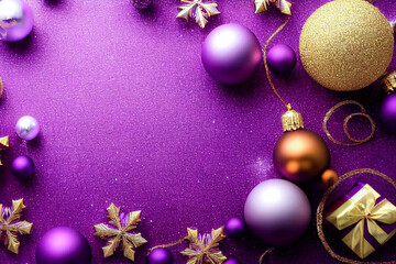 Christmas decorations on a purple background