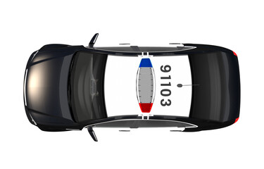 Police Car Top View Illustration Isolated on Transparent Background. PNG Police Cruiser Object. © Tomasz Zajda
