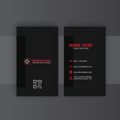 Vertical Business Card Design. Black Card Design. Photos & Vector Standard Template
