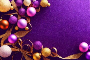 Christmas decorations on a purple background