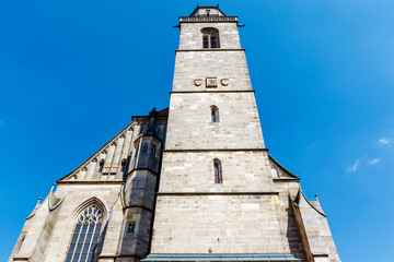 Obraz premium Exterior of Saint George’s Minster, a gothic church in Dinkelsbuhl, Bavaria, Germany, Europe