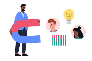 Character with a big magnet