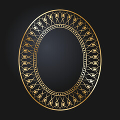 Beautiful oval golden frame. Festive design. Gold border. Round frames vector.